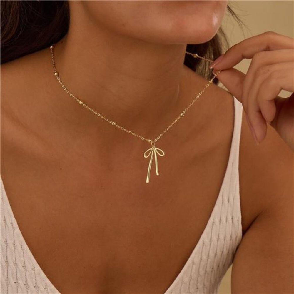 Gold Bow Necklace | Simple & Exquisite 14K Gold Plated Choker